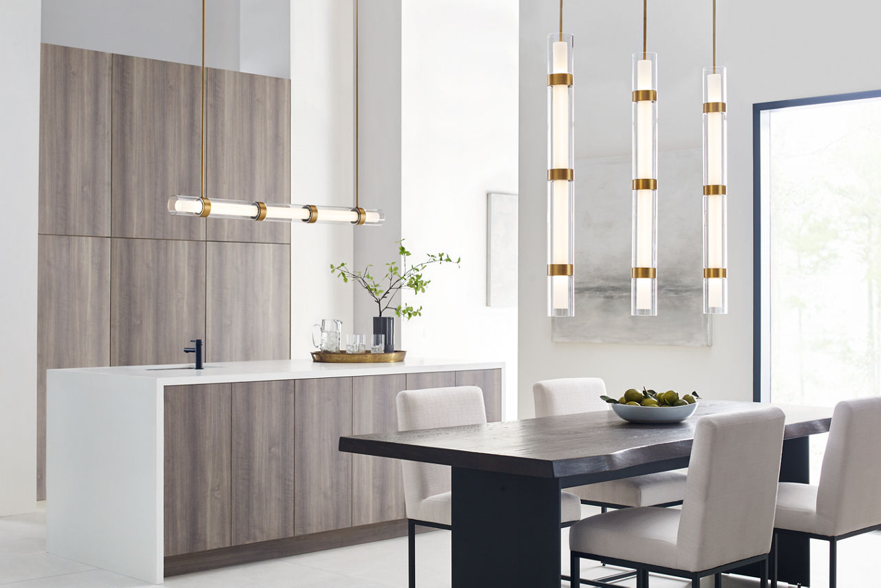 Wit Linear Suspension 5 Glass Aged Brass 3000K 90 CRI integrated led 90 cri 3000k 120-277v unv (t24)