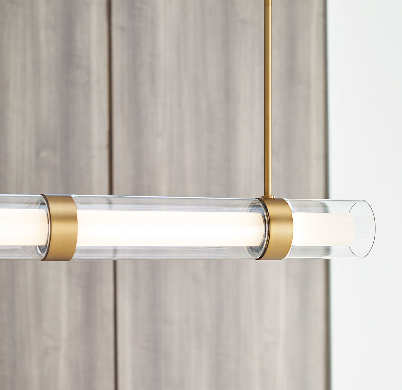 Wit Linear Suspension 5 Glass Aged Brass 3000K 90 CRI integrated led 90 cri 3000k 120-277v unv (t24)