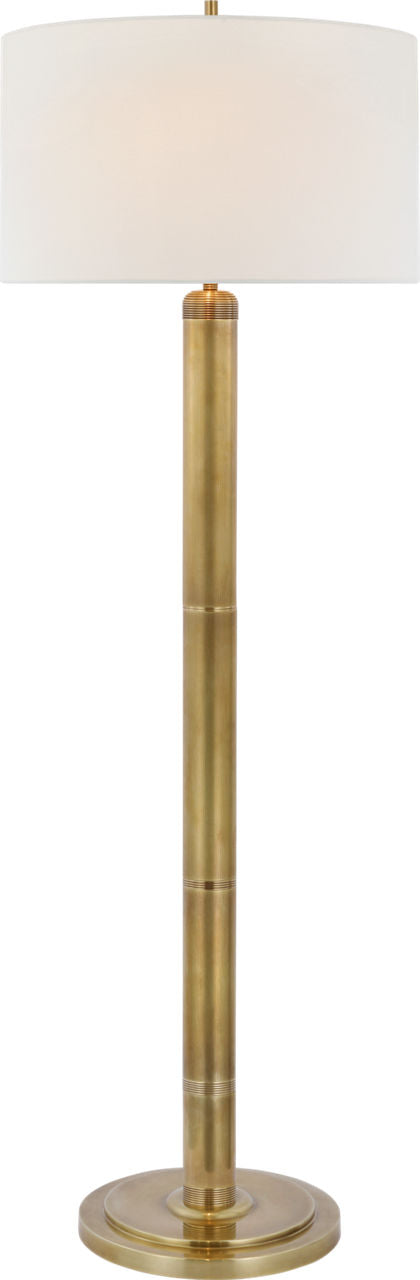 Longacre Floor Lamp | Hand-Rubbed Antique Brass | Linen Shade