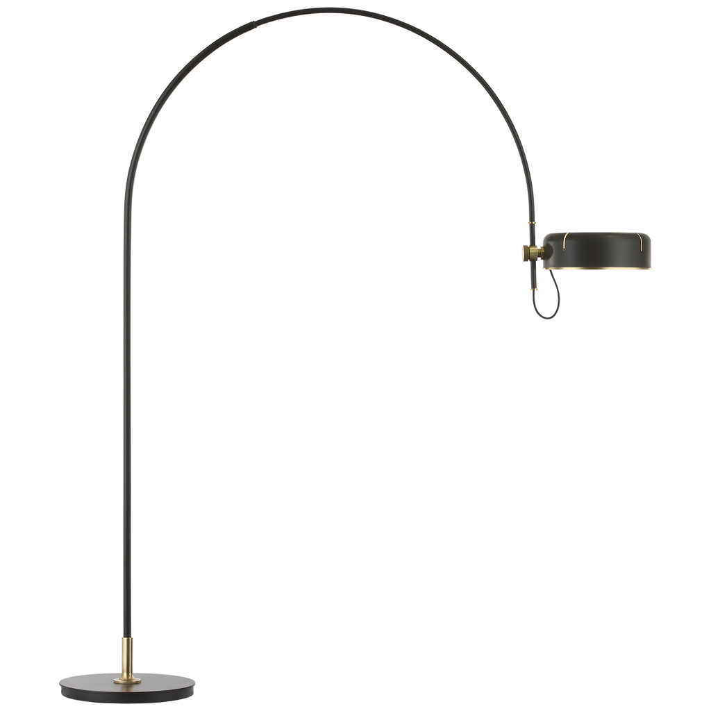 Oso 75" Arc Reading Floor Lamp | Modern Iron and Hand-Rubbed Antique Brass | Modern Iron Shade