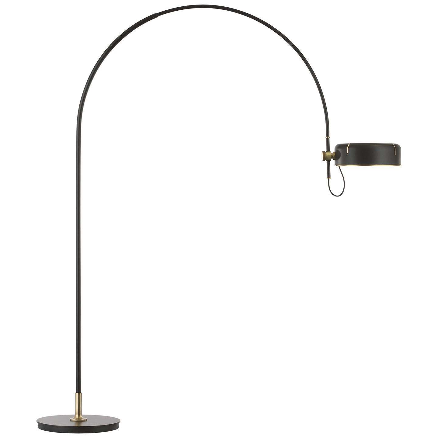 Oso 75" Arc Reading Floor Lamp | Modern Iron and Hand-Rubbed Antique Brass | Modern Iron Shade