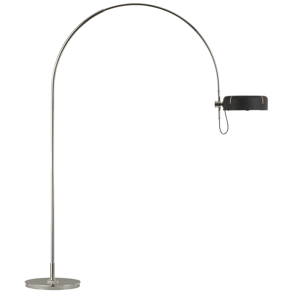 Oso 75" Arc Reading Floor Lamp | Polished Nickel | Matte Black Shade