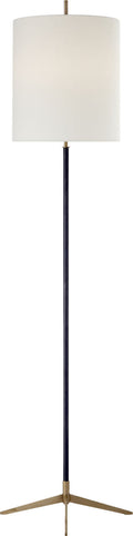 Caron Floor Lamp | Bronze and Hand-Rubbed Antique Brass | Linen Shade