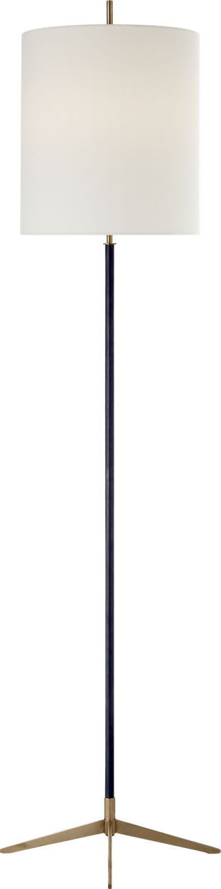Caron Floor Lamp | Bronze and Hand-Rubbed Antique Brass | Linen Shade