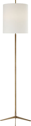 Caron Floor Lamp | Hand-Rubbed Antique Brass | Linen Shade