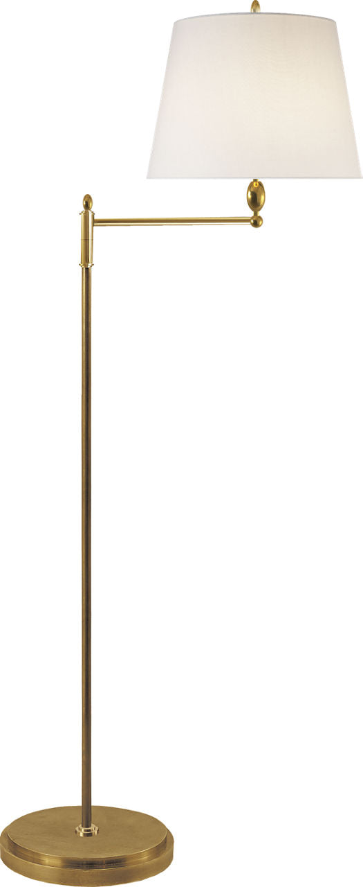 Paulo Floor Light | Hand-Rubbed Antique Brass | Linen Shade