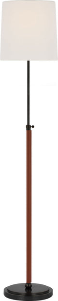 Bryant Wrapped Floor Lamp | Bronze and Saddle Leather | Linen Shade