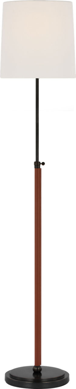 Bryant Wrapped Floor Lamp | Bronze and Saddle Leather | Linen Shade