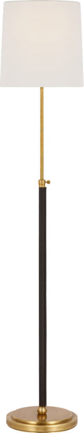 Bryant Wrapped Floor Lamp | Hand-Rubbed Antique Brass and Chocolate Leather | Linen Shade