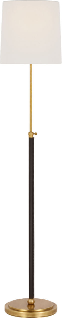 Bryant Wrapped Floor Lamp | Hand-Rubbed Antique Brass and Chocolate Leather | Linen Shade