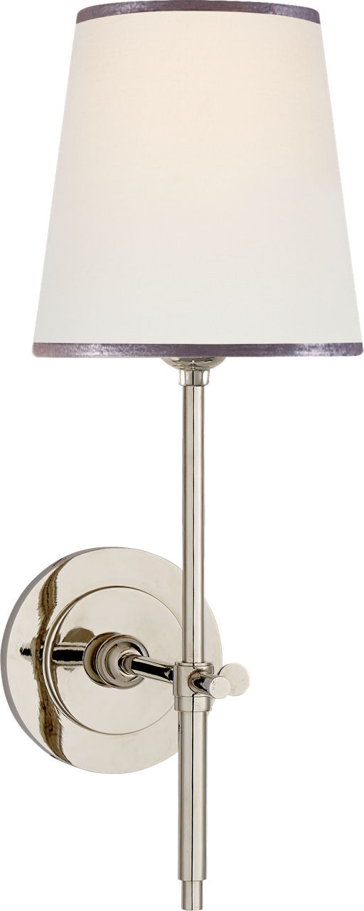 Bryant Sconce | Polished Nickel | Linen Shade | Silver Tape