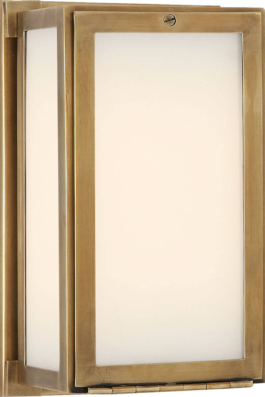 Mercer Short Box Light | Hand-Rubbed Antique Brass | White Glass