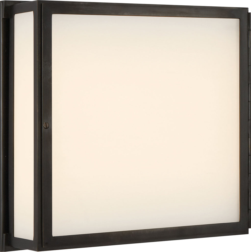 Mercer Square Box Light | Bronze | White Glass