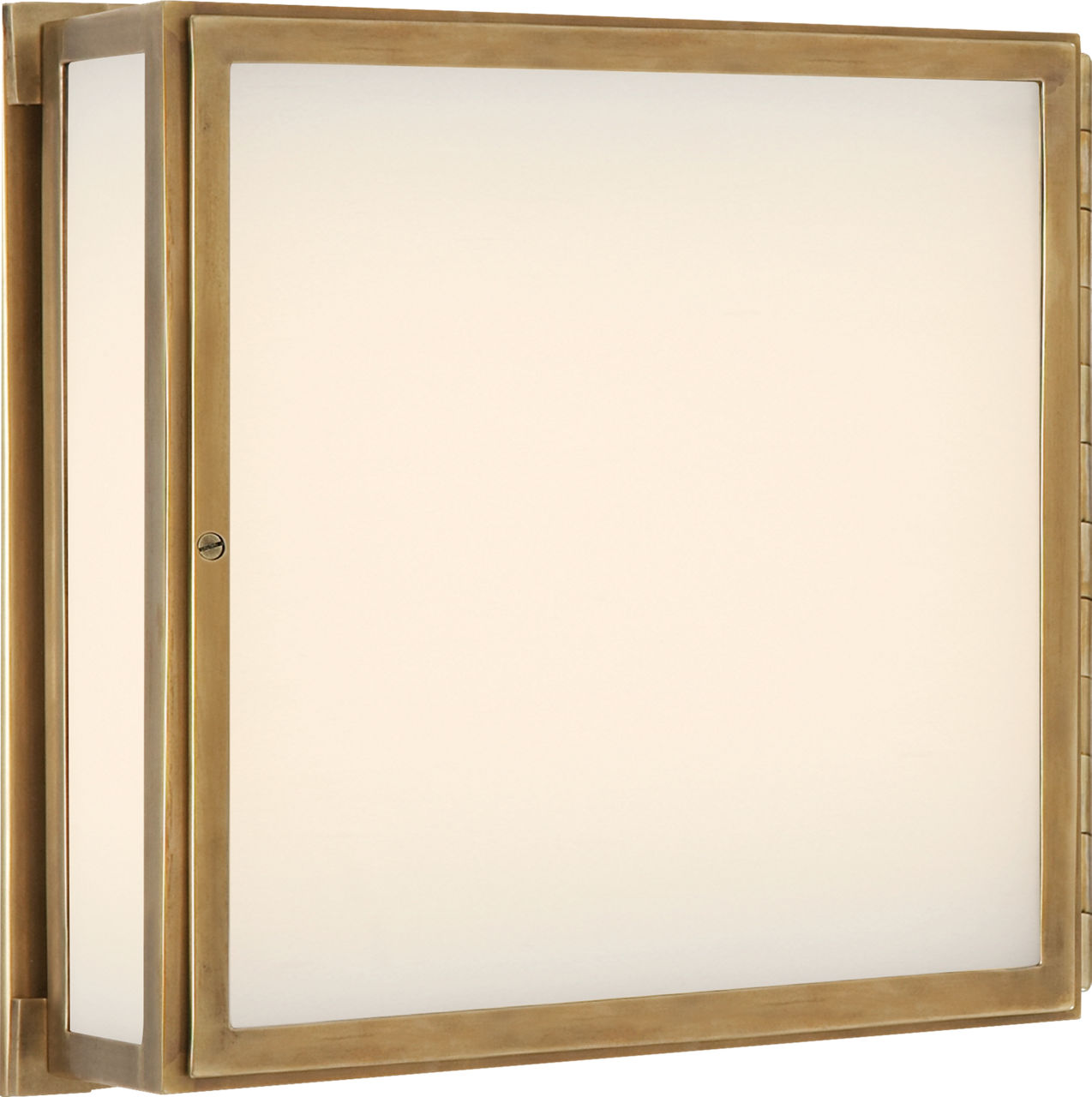 Mercer Square Box Light | Hand-Rubbed Antique Brass | White Glass