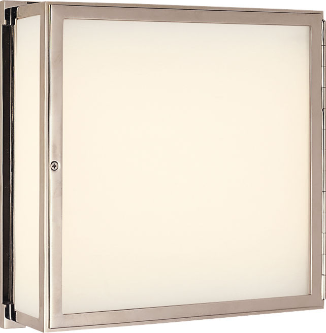 Mercer Square Box Light | Polished Nickel | White Glass