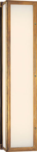 Mercer Long Box Light | Hand-Rubbed Antique Brass | White Glass