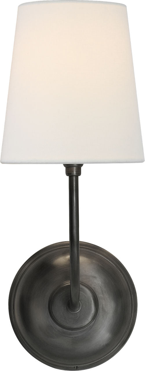 Vendome Single Sconce | Bronze | Linen Shade