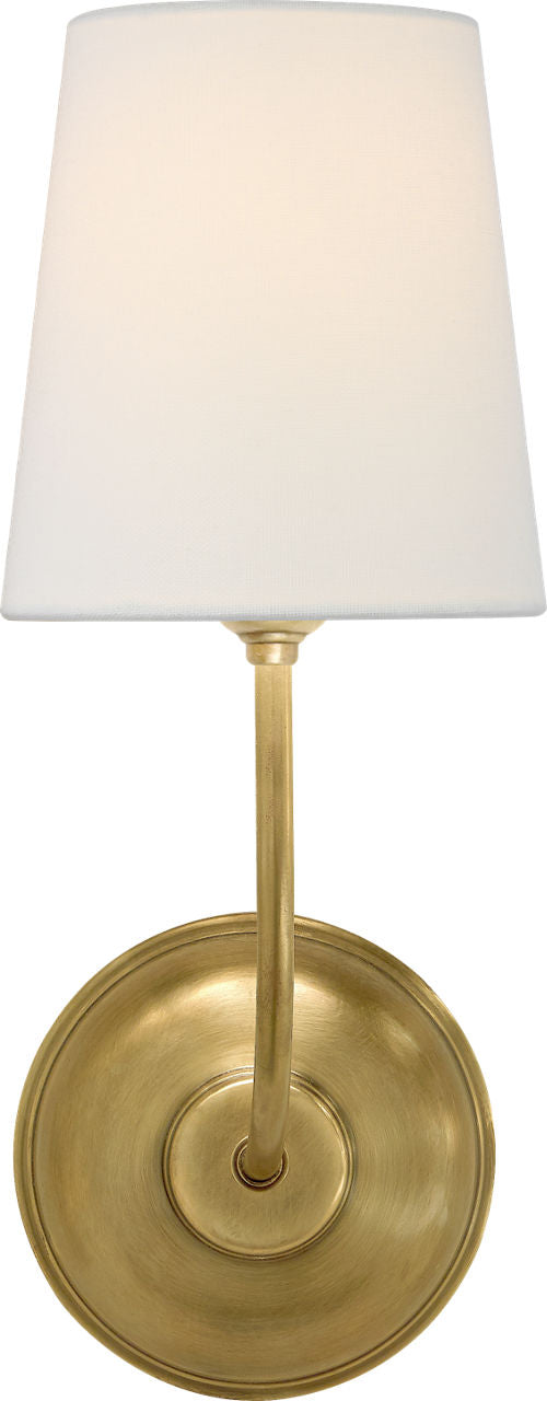 Vendome Single Sconce | Hand-Rubbed Antique Brass | Linen Shade