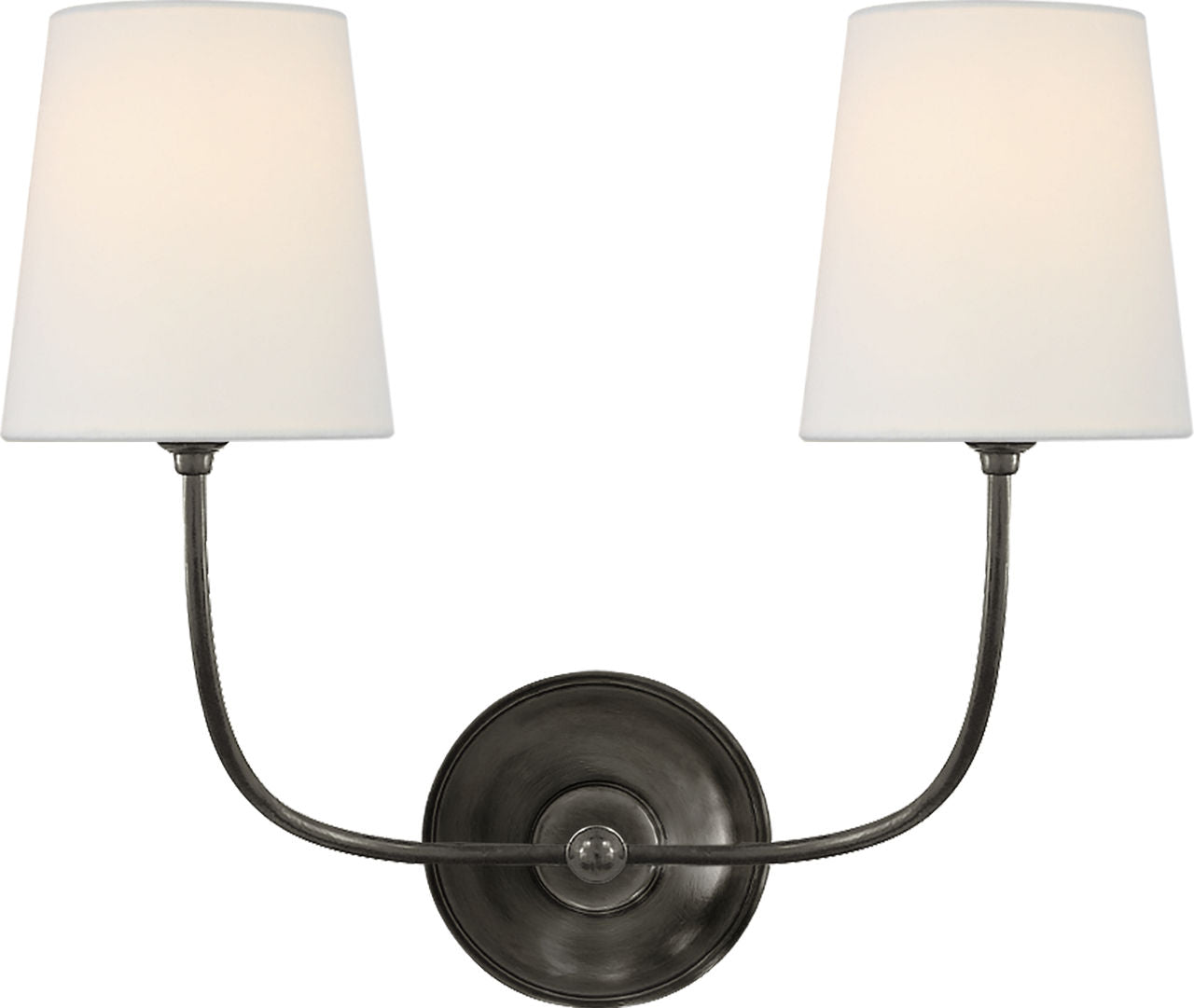 Vendome Double Sconce | Bronze | Linen Shades