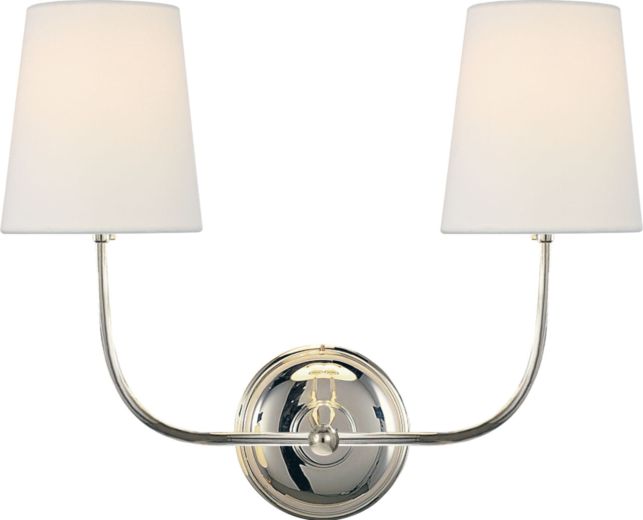 Vendome Double Sconce | Polished Nickel | Linen Shades