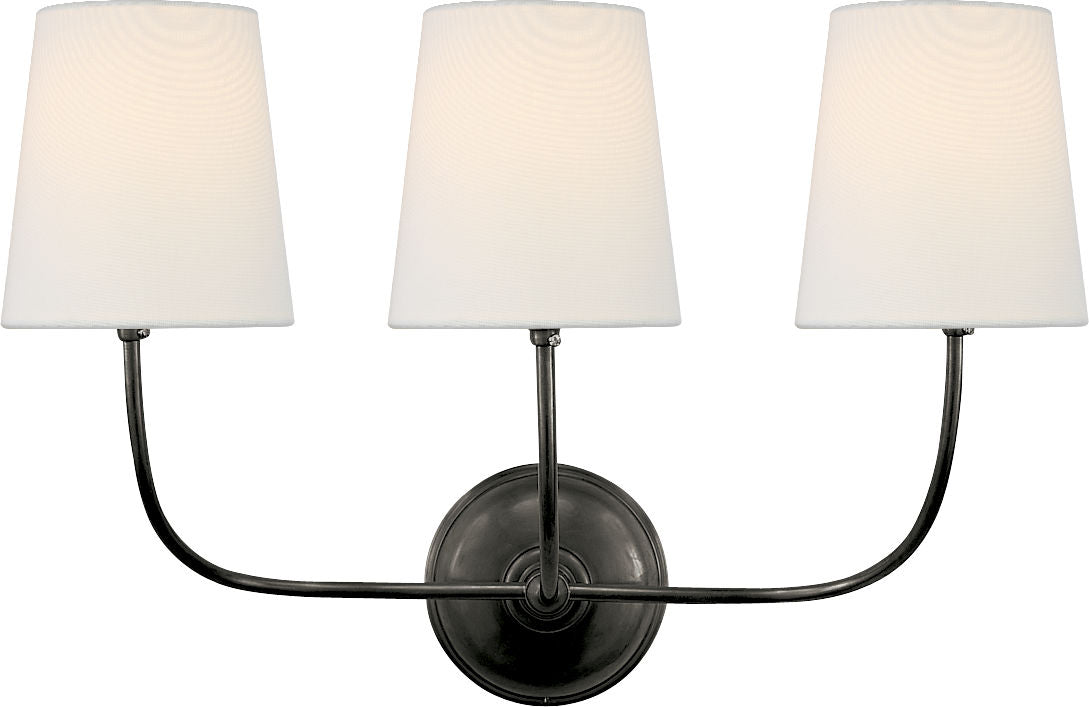 Vendome Triple Sconce | Bronze | Linen Shades