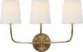 Vendome Triple Sconce | Hand-Rubbed Antique Brass | Linen Shades