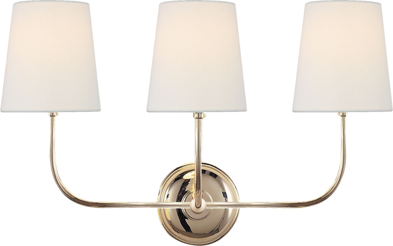 Vendome Triple Sconce | Polished Nickel | Linen Shades
