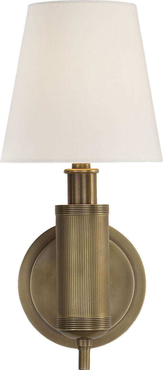 Longacre Sconce | Hand-Rubbed Antique Brass | Linen Shade