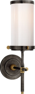 Bryant Bath Sconce | Bronze and Hand-Rubbed Antique Brass | White Glass