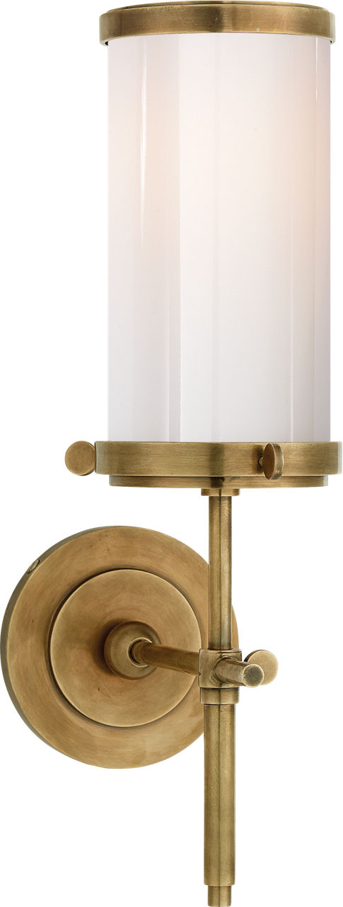 Bryant Bath Sconce | Hand-Rubbed Antique Brass | White Glass