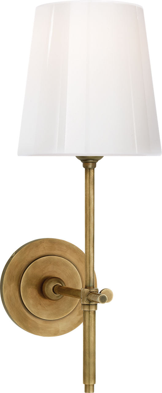 Bryant Sconce | Hand-Rubbed Antique Brass | White Glass Shade