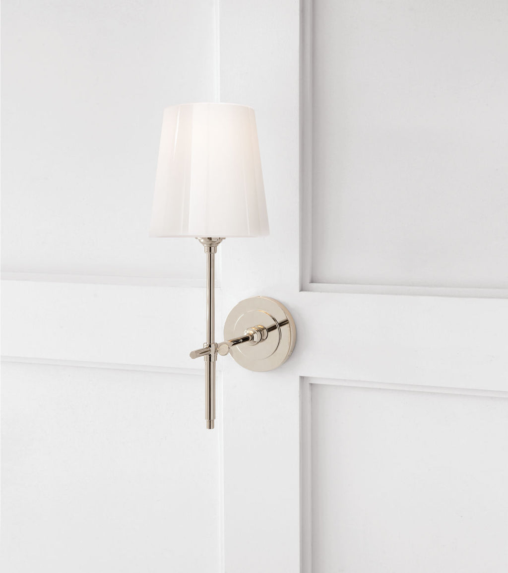 Bryant Sconce | Polished Nickel | White Glass