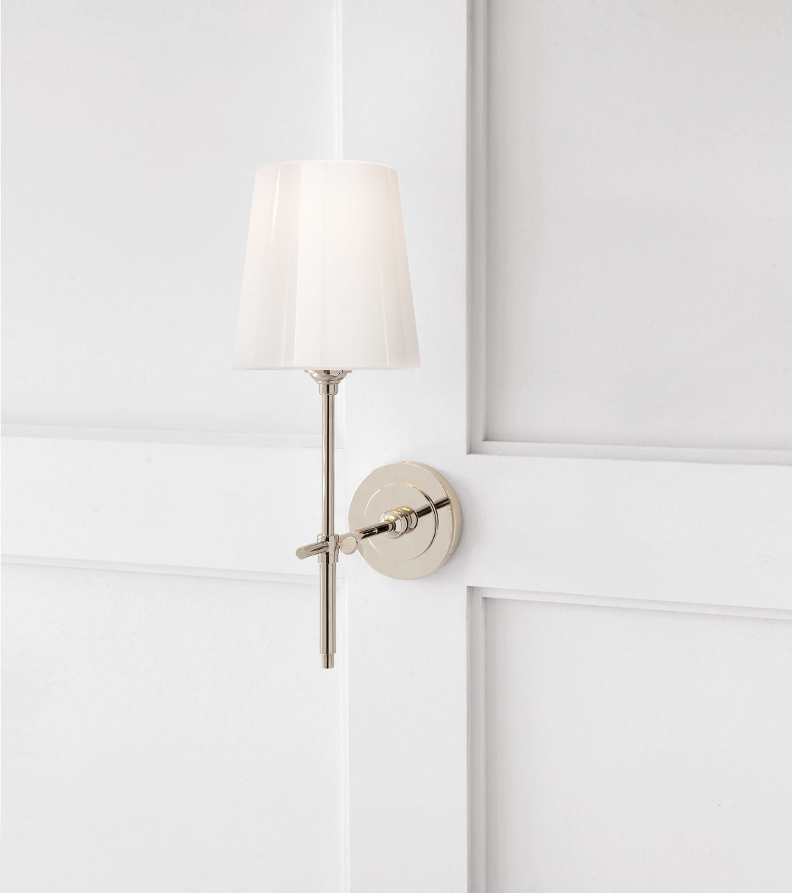 Bryant Sconce | Polished Nickel | White Glass