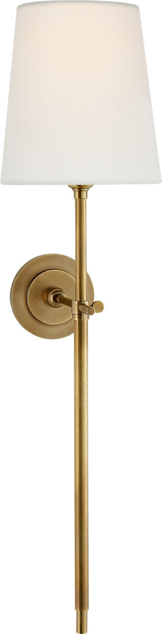 Bryant Large Tail Sconce | Hand-Rubbed Antique Brass | Linen Shade