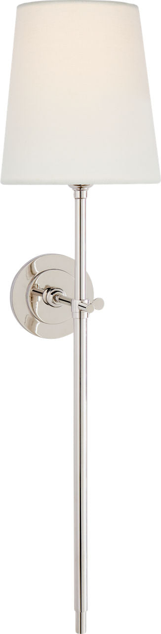 Bryant Large Tail Sconce | Polished Nickel | Linen Shade