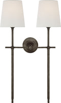 Bryant Large Double Tail Sconce | Bronze | Linen Shades