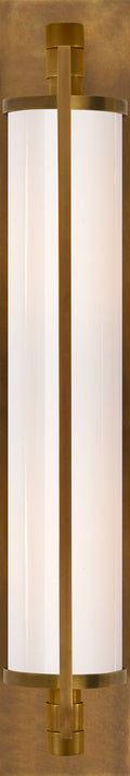 Keeley Tall Pivoting Sconce | Hand-Rubbed Antique Brass | White Glass