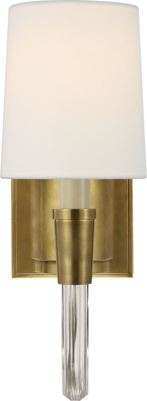 Vivian Single Sconce | Hand-Rubbed Antique Brass | Linen Shade