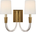 Vivian Double Sconce | Hand-Rubbed Antique Brass | Linen Shades
