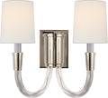 Vivian Double Sconce | Polished Nickel | Linen Shades