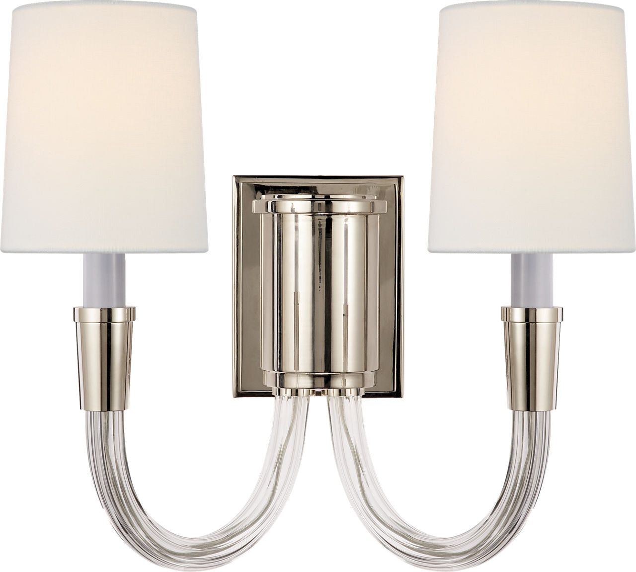 Vivian Double Sconce | Polished Nickel | Linen Shades
