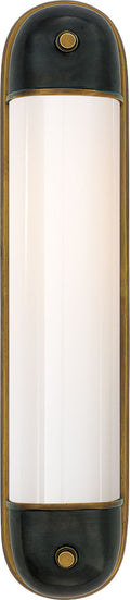 Selecta Long Sconce | Bronze and Hand-Rubbed Antique Brass | White Glass