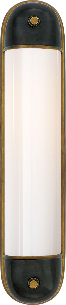 Selecta Long Sconce | Bronze and Hand-Rubbed Antique Brass | White Glass
