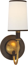 Elkins Sconce | Bronze and Hand-Rubbed Antique Brass | Linen Shade | Black Trim