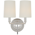 Elkins Double Sconce | Polished Nickel | Linen Shades