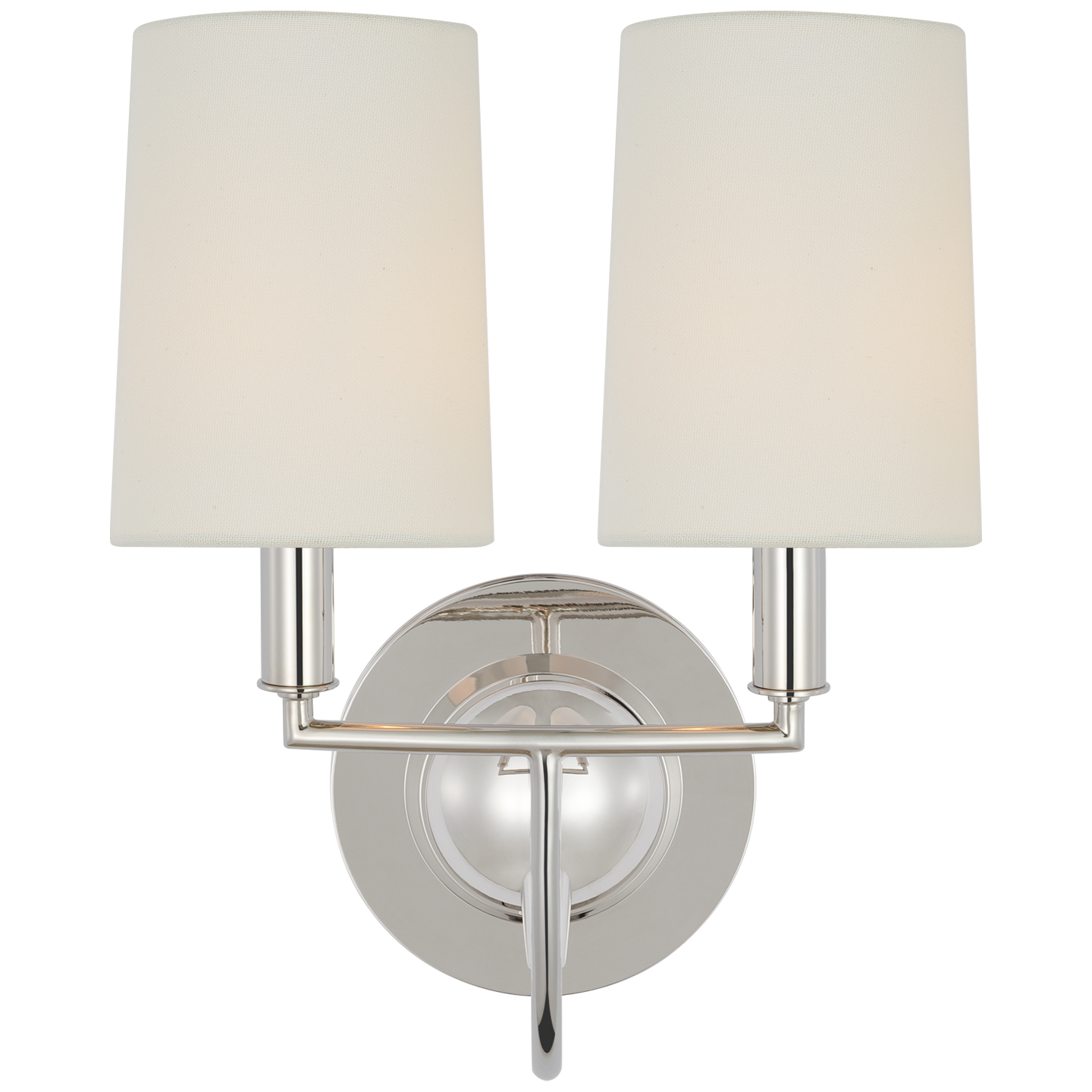 Elkins Double Sconce | Polished Nickel | Linen Shades