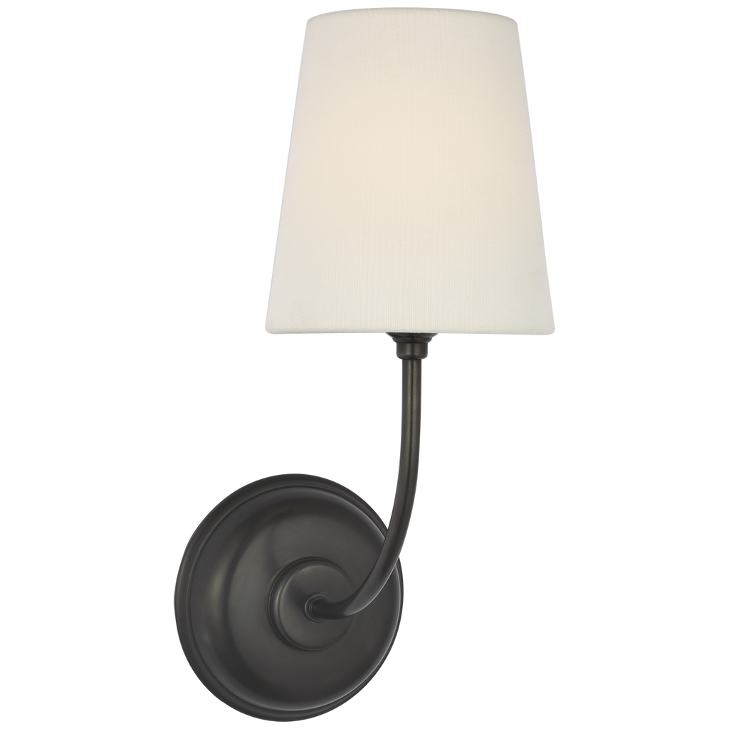 Vendome 16" Cordless Single Sconce | Bronze | Linen Shade