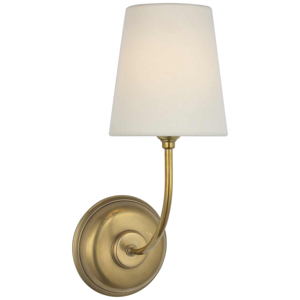Vendome 16" Cordless Single Sconce | Hand-Rubbed Antique Brass | Linen Shade