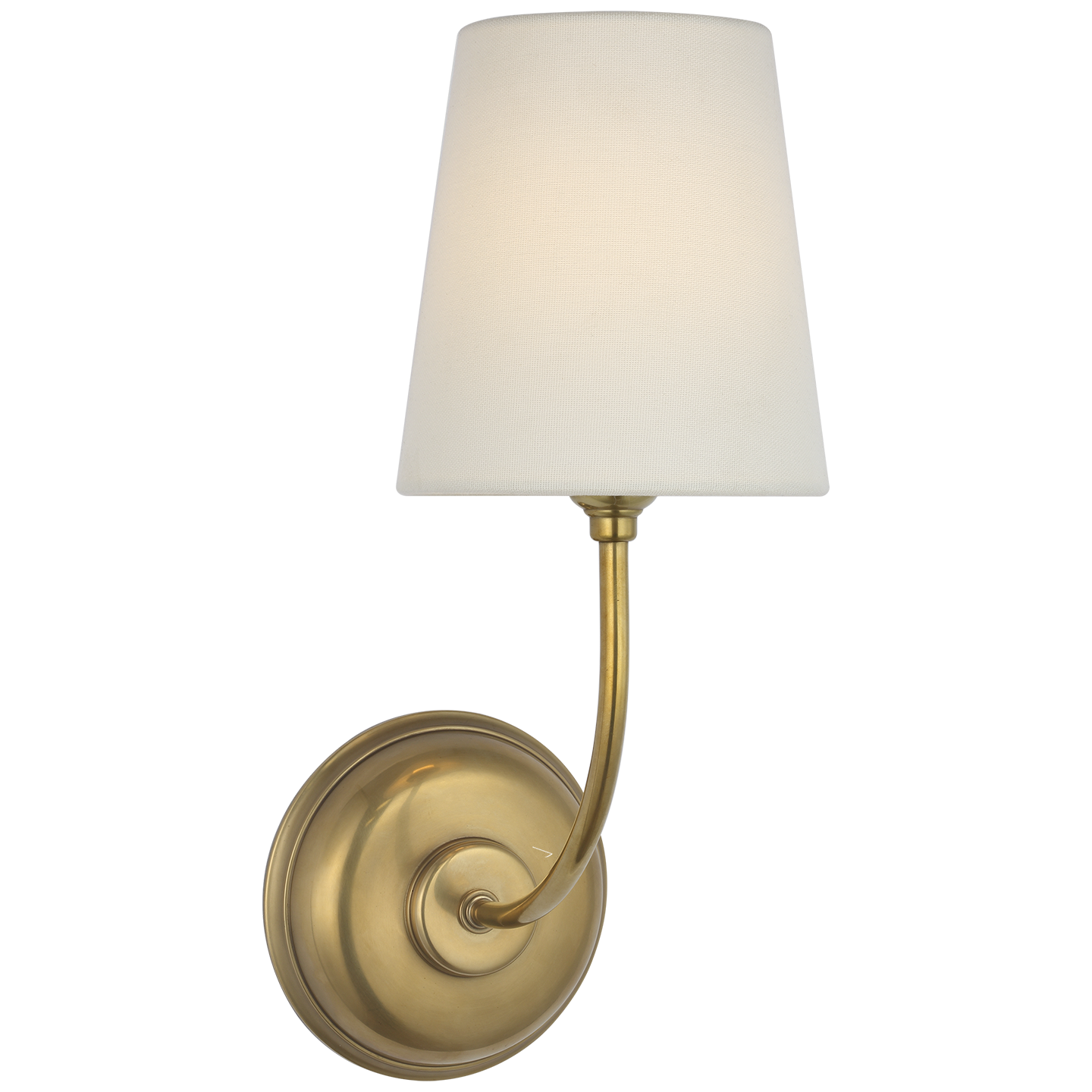 Vendome 16" Cordless Single Sconce | Hand-Rubbed Antique Brass | Linen Shade