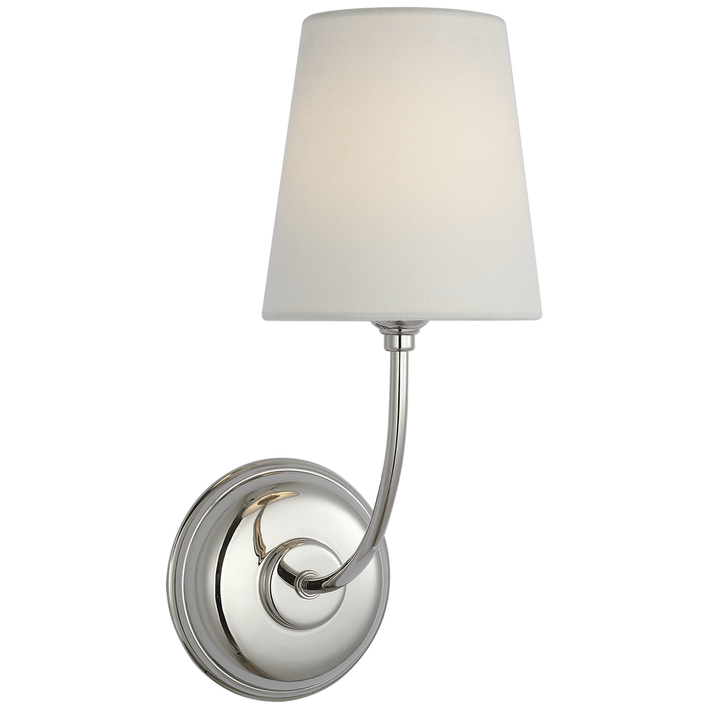 Vendome 16" Cordless Single Sconce | Polished Nickel | Linen Shade